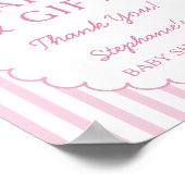 Pink Stripes Shell Baby Shower Cards and Gifts ポスター (角)