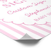 Pink Stripes Shell Baby Shower Custom Sign Poster ポスター (角)