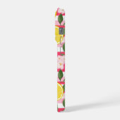 Pink Stripes Summer Lemon Pattern iPhone Case iPhoneケース (左側面)