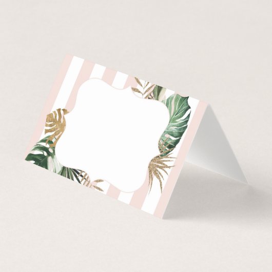 Pink stripes tropical plm beach chic wedding (正面)