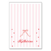 Pink Stripes Valentine's Table Name Card  テーブルナンバー (正面)