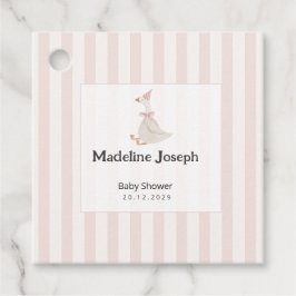 Pink Stripes Watercolor Goose Girl Baby Shower フェイバータグ