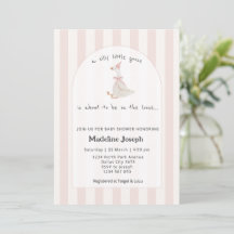 Pink Stripes Watercolor Goose Girl Baby Shower