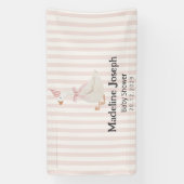 Pink Stripes Watercolor Goose Girl Baby Shower 横断幕 (縦)