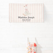 Pink Stripes Watercolor Goose Girl Baby Shower 横断幕 (インサイチュ)