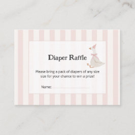 Pink Stripes Watercolor Goose Girl Diaper Raffle エンクロージャーカード