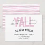 Pink Stripes We Moved Y'all Moving Announcement 招待状 (正面/裏面)