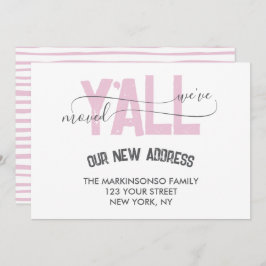 Pink Stripes We Moved Y'all Moving Announcement 招待状