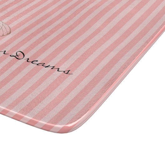 Pink Stripes with Butterfly カッティングボード (角)