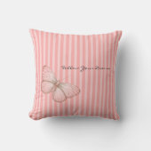 Pink Stripes with Butterfly クッション (正面)