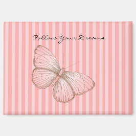 Pink Stripes with Butterfly マグネット