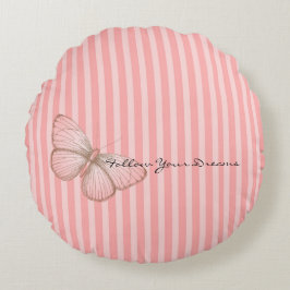 Pink Stripes with Butterfly ラウンドクッション