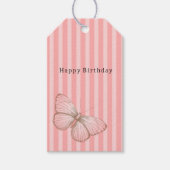Pink Stripes with Butterfly Birthday ギフトタグ (正面)