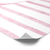 Pink Stripes with Frame Girl Baby Shower Welcome ポスター (角)