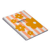 Pink Stripes & Yellow Flowers Personalized Script ノートブック (右側)