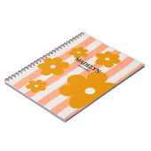 Pink Stripes & Yellow Flowers Personalized Script ノートブック (左側)