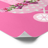Pink Stroller Girl Baby Shower Welcome Poster ポスター (角)