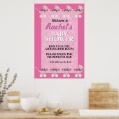 Pink Stroller Girl Baby Shower Welcome Poster ポスター (キッチン)