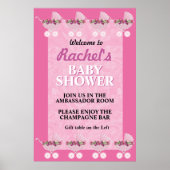 Pink Stroller Girl Baby Shower Welcome Poster ポスター (正面)