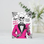 Pink Suit Skeleton Halloween シーズンポストカード (スタンド正面)