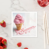Pink Summer Ice Cream Cone スタンダードカクテルナプキン (インサイチュ)
