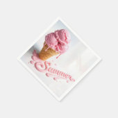 Pink Summer Ice Cream Cone スタンダードカクテルナプキン (角)