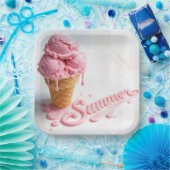 Pink Summer Ice Cream Cone ペーパープレート (パーティー)