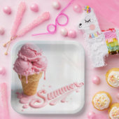 Pink Summer Ice Cream Cone ペーパープレート (パーティー)