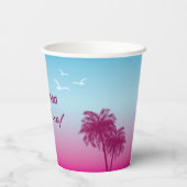 Pink Summer Palm Trees Tropical Sky Birthday 紙コップ (裏面)