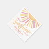 Pink Sun Baby Shower スタンダードカクテルナプキン (角)