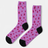 Pink Sunflower Pattern Women's Socks ソックス (左)