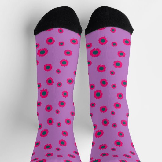 Pink Sunflower Pattern Women's Socks ソックス (上部)