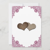 Pink Sunflower Rustic Floral Lace Wedding セーブザデート (裏面)