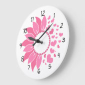 pink sunflower wall clock / decorative clock  ラージ壁時計 (傾斜)