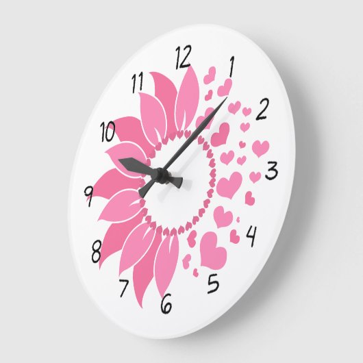 pink sunflower wall clock / decorative clock ラージ壁時計 (傾斜)