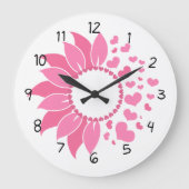 pink sunflower wall clock / decorative clock  ラージ壁時計 (正面)