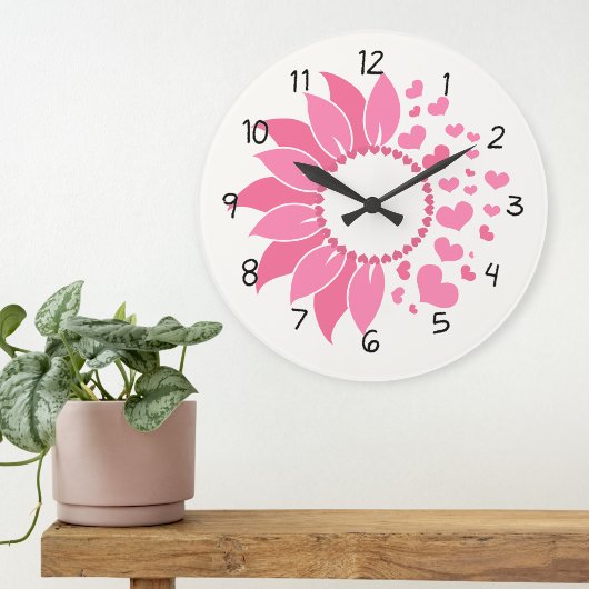 pink sunflower wall clock / decorative clock ラージ壁時計