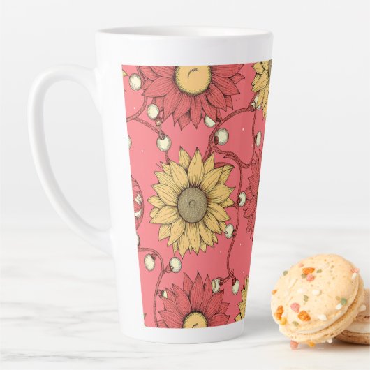 Pink Sunflowers Christmas カフェラテマグ (インサイチュ)