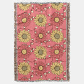 Pink Sunflowers Christmas スローブランケット (正面縦)