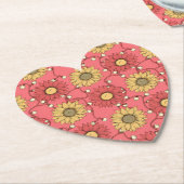 Pink Sunflowers Christmas ペーパーコースター (アングル)