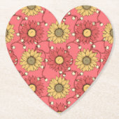 Pink Sunflowers Christmas ペーパーコースター (正面)
