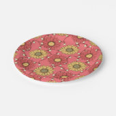 Pink Sunflowers Christmas ペーパープレート (アングル)