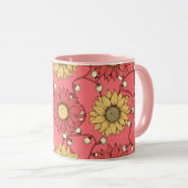 Pink Sunflowers Christmas マグカップ (正面右)
