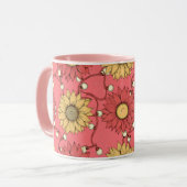Pink Sunflowers Christmas マグカップ (正面左)