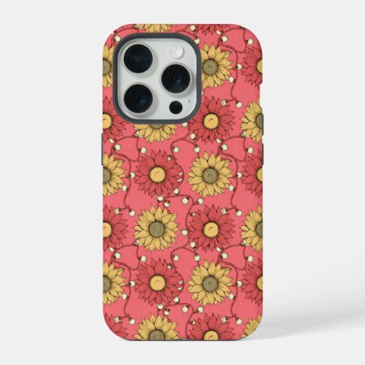 Pink Sunflowers Christmas iPhoneケース (裏面)