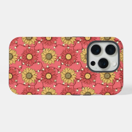 Pink Sunflowers Christmas iPhoneケース (裏面横)