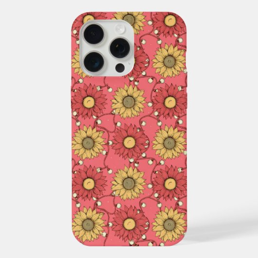 Pink Sunflowers Christmas iPhoneケース (裏面)