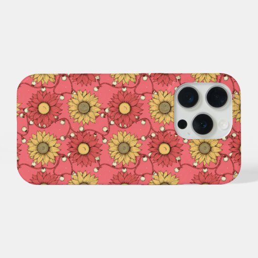 Pink Sunflowers Christmas iPhoneケース (裏面横)