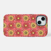 Pink Sunflowers Christmas iPhone 15ケース (裏面横)