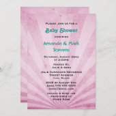 Pink Sunrays Shabbyテクスチグランジャ 招待状 (正面/裏面)